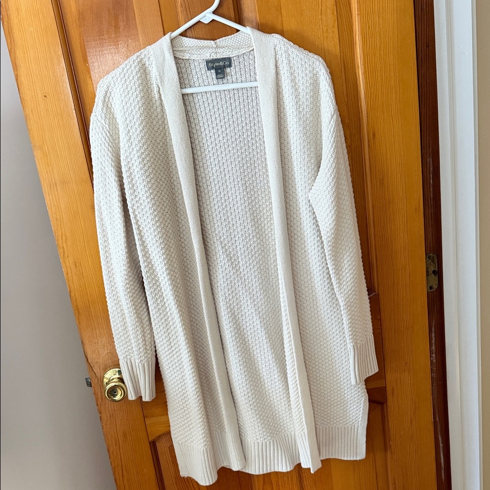 Style & Co. Women's White Open-Front Cardigan